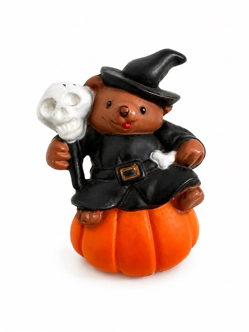 Cute Vintage Halloween Bear Brooch in Orange and Black 1980s